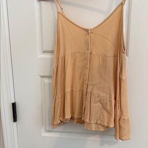 Women's Tan/ cream Button-Down Top